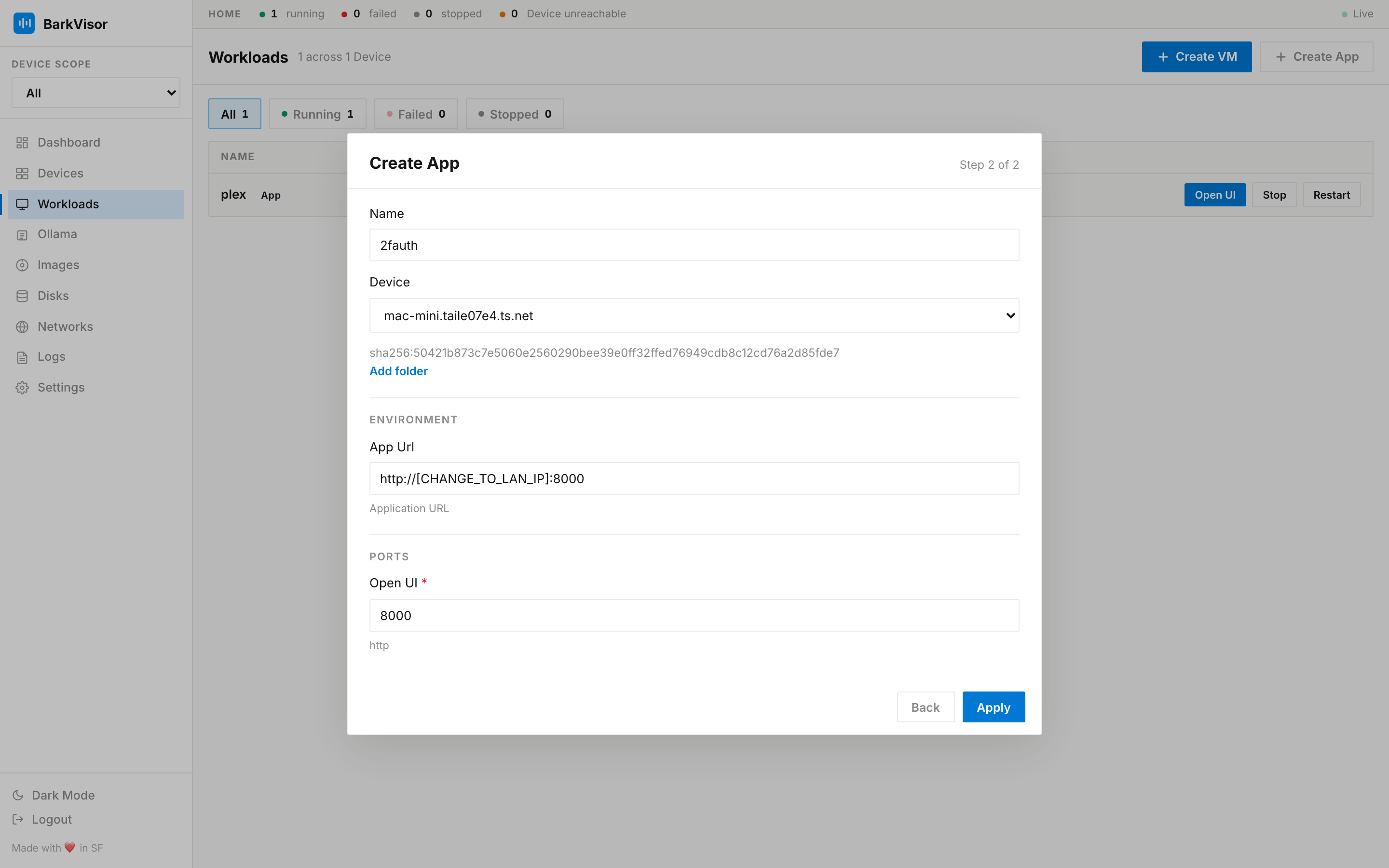 Create App configure