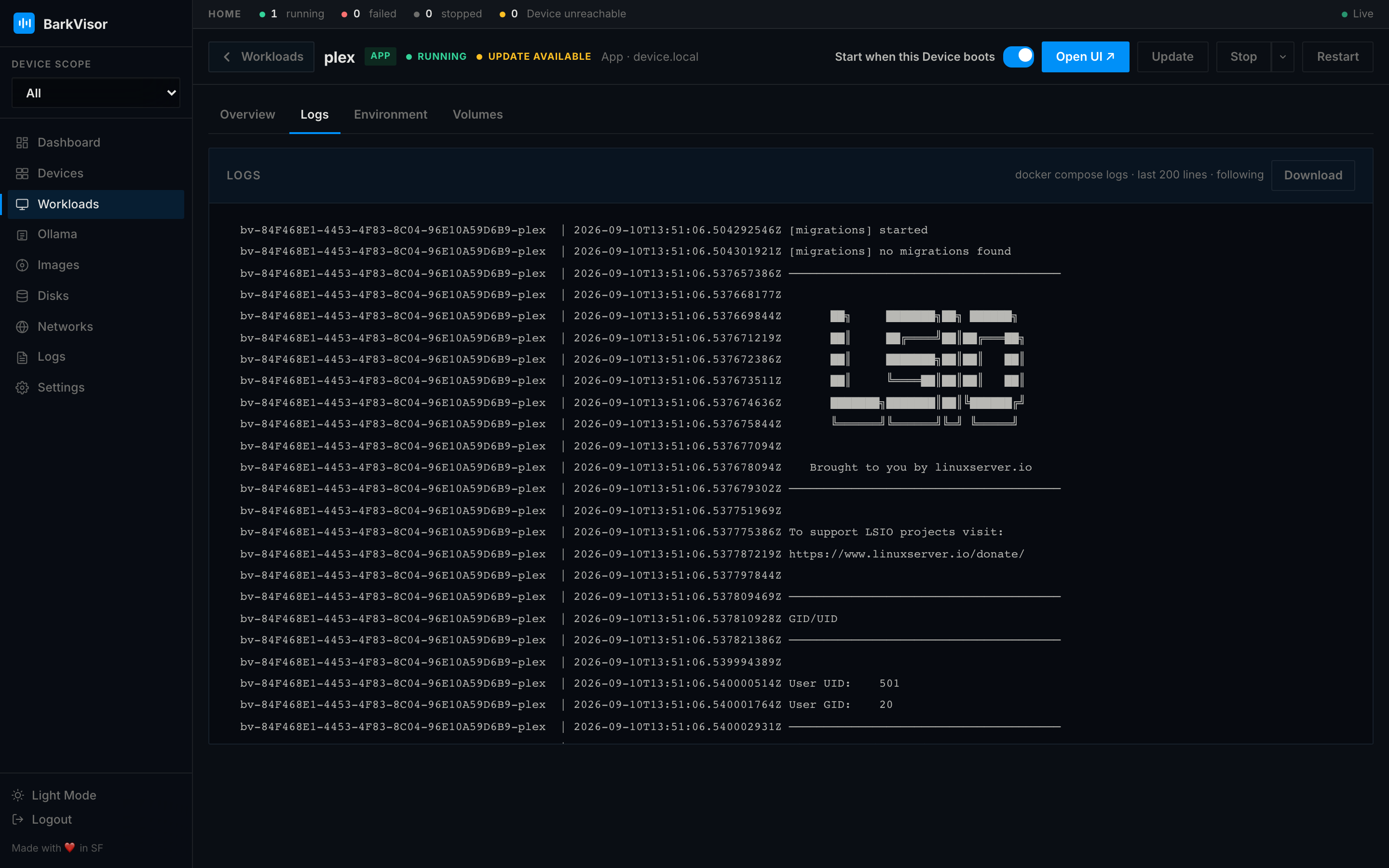 App logs